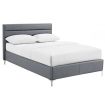 Agneza PU Leather King Size Bed In Grey