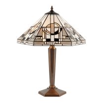 Metropolitan Tiffany Glass Table Lamp In Deep Antique Patina