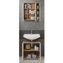 Ciara White Gloss Bathroom Furniture Set 6 In Artisan Oak