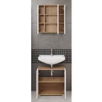 Ciara White Gloss Bathroom Furniture Set 6 In Artisan Oak