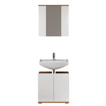 Ciara White Gloss Bathroom Furniture Set 6 In Artisan Oak