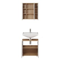 Ciara White Gloss Bathroom Furniture Set 6 In Artisan Oak