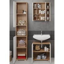 Ciara LED White Gloss Bathroom Furniture Set 4 In Artisan Oak