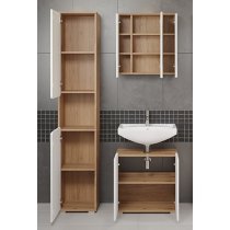 Ciara LED White Gloss Bathroom Furniture Set 4 In Artisan Oak