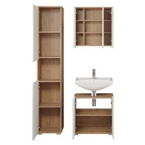 Ciara LED White Gloss Bathroom Furniture Set 4 In Artisan Oak