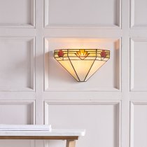 Nevada Tiffany Glass Wall Light In Matt Black