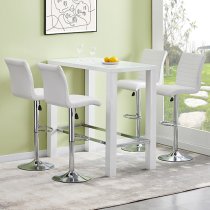 Jam Rectangular Glass White Bar Table 4 Ripple White Stools