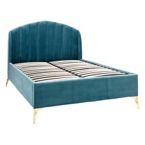 Pulford Velvet End Lift Storage King Size Bed In Teal