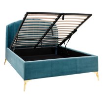 Pulford Velvet End Lift Storage King Size Bed In Teal