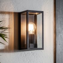 Oxford Clear Glass Panels Wall Light In Matt Black