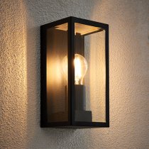 Oxford Clear Glass Panels Wall Light In Matt Black