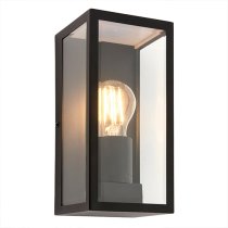 Oxford Clear Glass Panels Wall Light In Matt Black