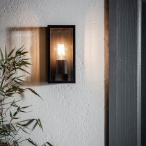 Oxford Clear Glass Panels Wall Light In Matt Black