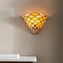 Pearl Tiffany Glass Wall Light In Matt Black