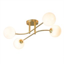 Otto 4 Lights Gloss Glass Shades Ceiling Light In Brushed Brass