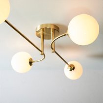 Otto 4 Lights Gloss Glass Shades Ceiling Light In Brushed Brass