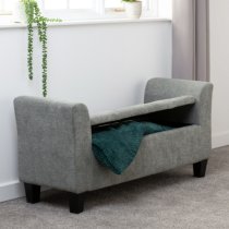 Alois Fabric Storage Ottoman In Dark Grey