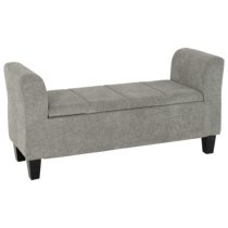 Alois Fabric Storage Ottoman In Dark Grey