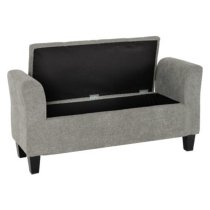 Alois Fabric Storage Ottoman In Dark Grey