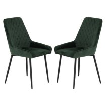 Avah Emerald Green Velvet Dining Chairs In Pair