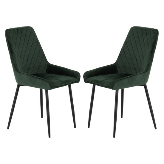 Avah Emerald Green Velvet Dining Chairs In Pair