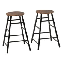 Alsip Acacia Effect Wooden Bar Stools In Pair