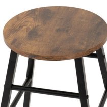 Alsip Acacia Effect Wooden Bar Stools In Pair