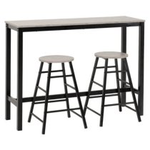 Alsip Concrete Effect Wooden Breakfast Bar Table With 2 Stools