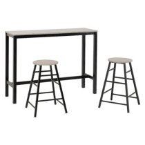 Alsip Concrete Effect Wooden Breakfast Bar Table With 2 Stools