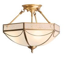 Russell 3 Lights Semi Flush Ceiling Light In Antique Brass