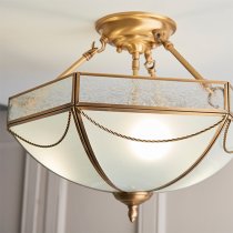 Russell 3 Lights Semi Flush Ceiling Light In Antique Brass