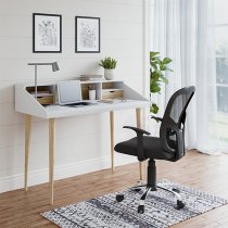 Tarvin Mesh Fabric Home And Office Chair In Black