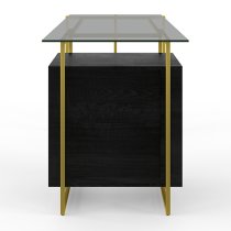 Aundreya Smoked Glass Top Computer Desk With Gold Frame