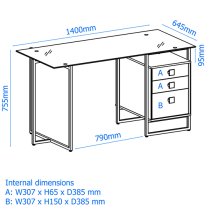 Aundreya Smoked Glass Top Computer Desk With Gold Frame