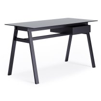 Rubery Black Glass Top Laptop Desk With Black Frame