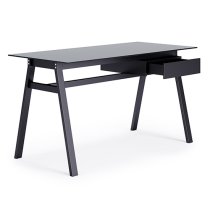 Rubery Black Glass Top Laptop Desk With Black Frame