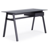 Rubery Grey Glass Top Computer Desk With Grey Frame