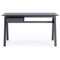 Rubery Grey Glass Top Computer Desk With Grey Frame