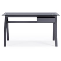 Rubery Grey Glass Top Computer Desk With Grey Frame