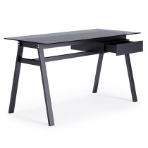 Rubery Grey Glass Top Computer Desk With Grey Frame