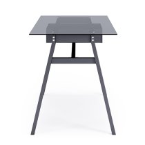 Rubery Grey Glass Top Computer Desk With Grey Frame