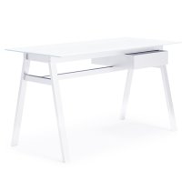 Rubery White Glass Top Laptop Desk With White Frame