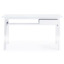 Rubery White Glass Top Laptop Desk With White Frame