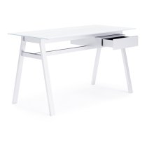 Rubery White Glass Top Laptop Desk With White Frame