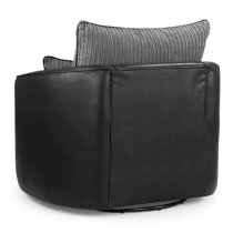 Logion Fabric Swivel Armchair In Black And Grey