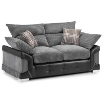 Logion Fabric 3+2 Seater Sofa Set In Black And Grey