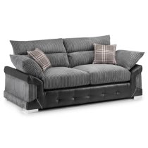 Logion Fabric 3+2 Seater Sofa Set In Black And Grey