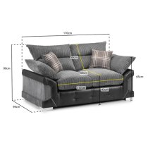 Logion Fabric 3+2 Seater Sofa Set In Black And Grey