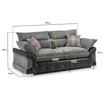 Logion Fabric 3+2 Seater Sofa Set In Black And Grey