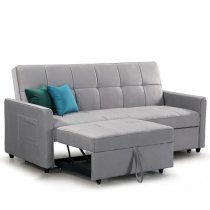 Elegances Plush Velvet Sofa Bed In Grey